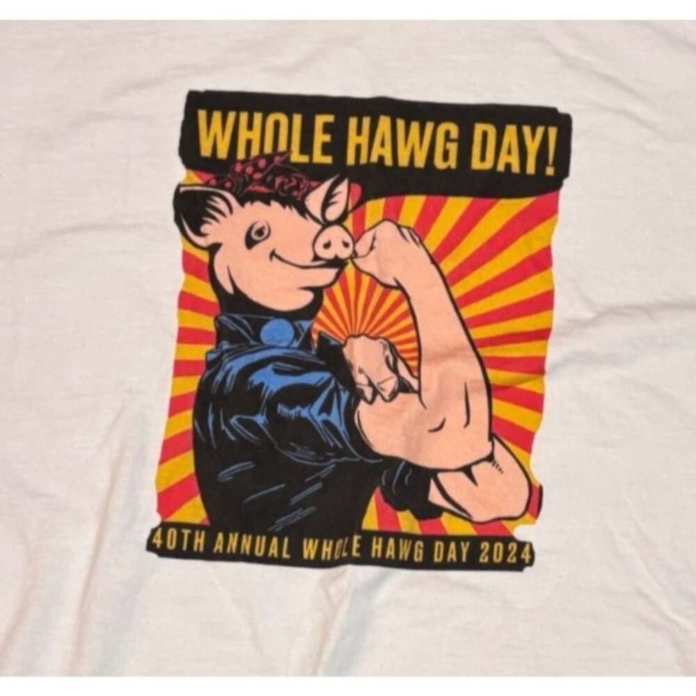 Whole Hawg Day 2024 40th Annual Graphic T-Shirt Gildan Ultra Cotton 3XL White - Picture 2 of 5